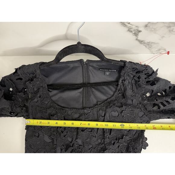 Boston proper 3D Lace Floral Puff Sleeve Dress Sz 0 Classic Party Wedding Guest - Picture 10 of 11